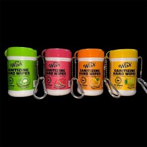 Wish Sanitizing Hand Wipes Travel Keychain 4 Scents 20 Count Each NEW